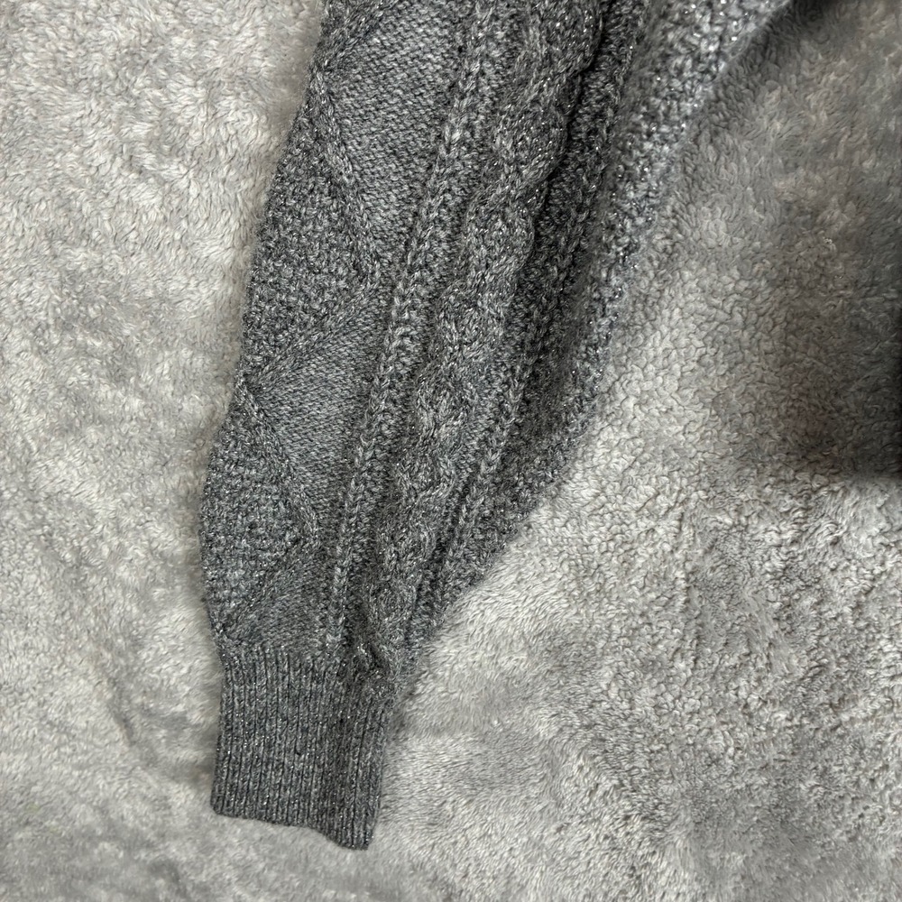 Madewell Cardigan S Cable Knit Cropped Wool Blend Gray Silver Fisherman Preppy - Picture 11 of 16